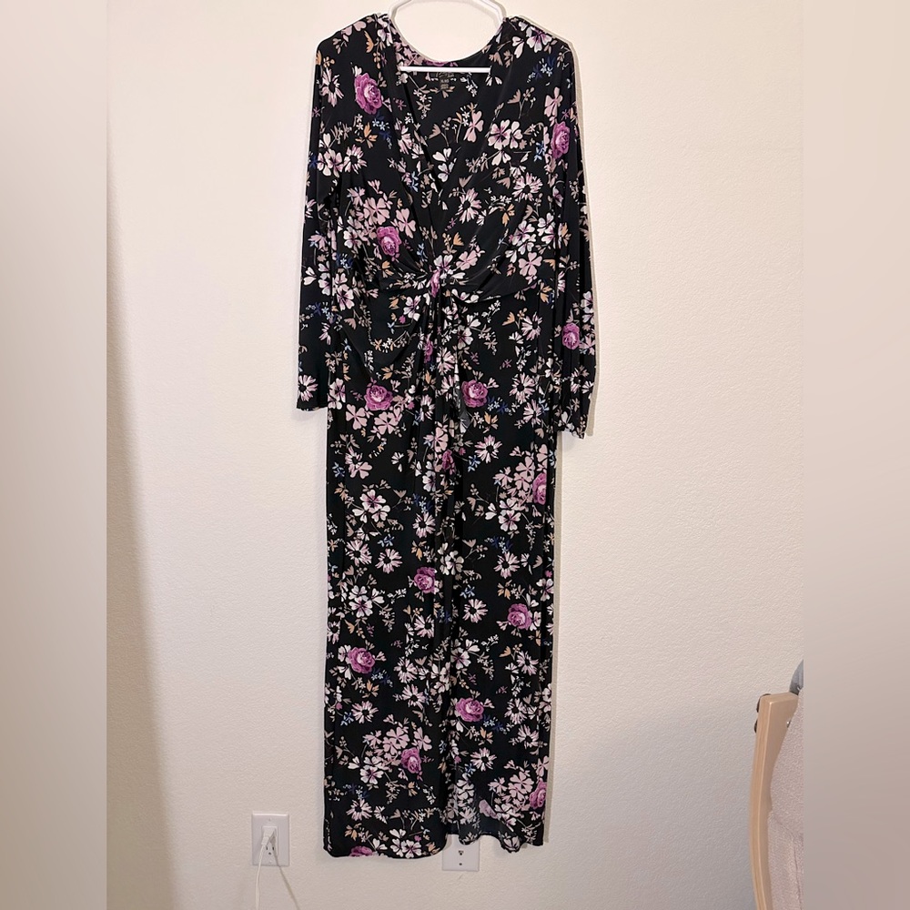 Thalia Sodi XL Long-Sleeve Floral Faux Wrap Maxi Dress